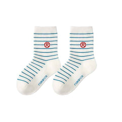 5-Pack Kids Cotton Crew Socks Stripe Letter Sporty Casual Thick Warm