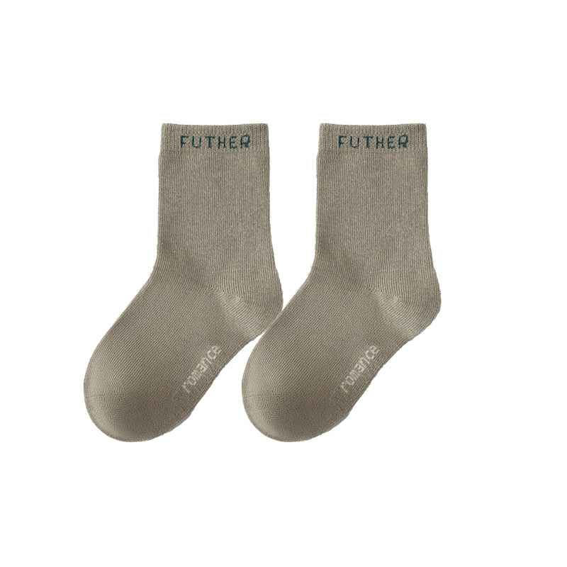 5-Pack Kids Cotton Crew Socks Stripe Letter Sporty Casual Thick Warm