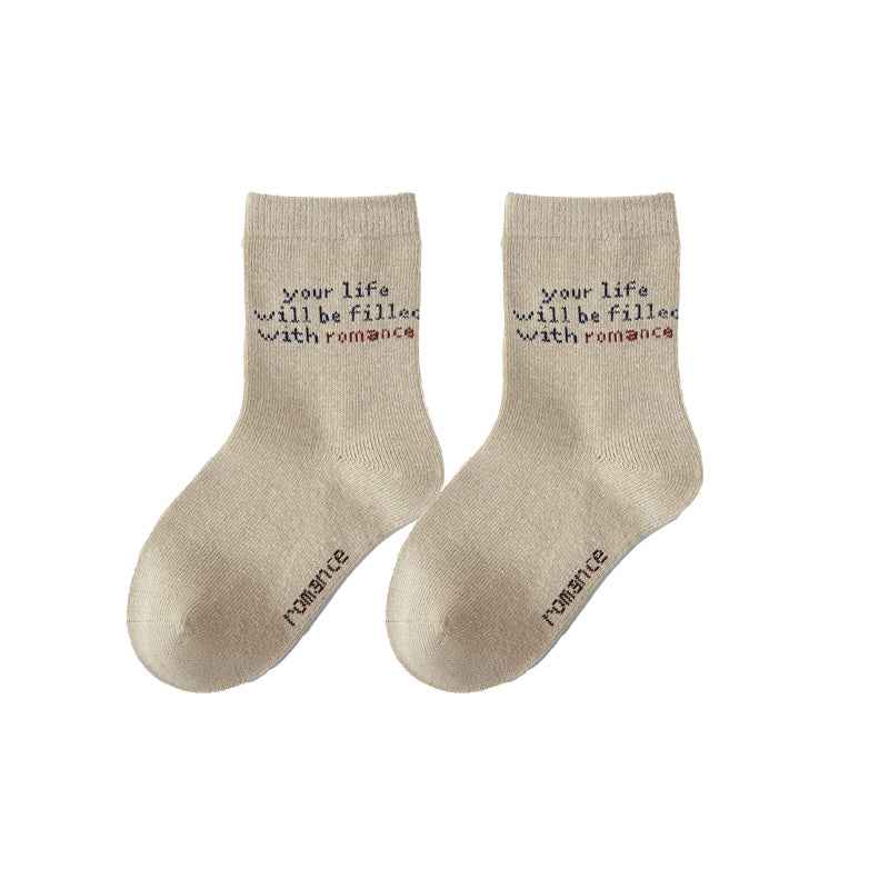 5-Pack Kids Cotton Crew Socks Stripe Letter Sporty Casual Thick Warm