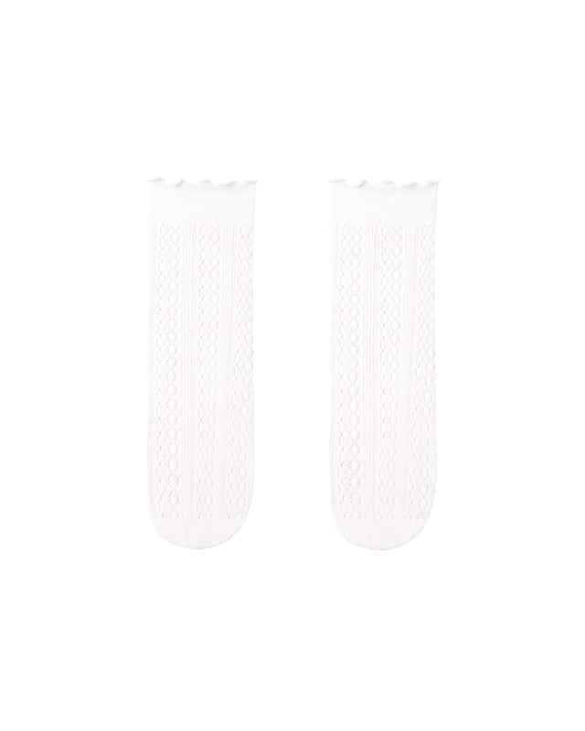 Kids Mesh Cotton Crew Socks Hollow Pattern Crimping Cuff Thin Breathable