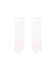 Kids Mesh Cotton Crew Socks Hollow Pattern Crimping Cuff Thin Breathable
