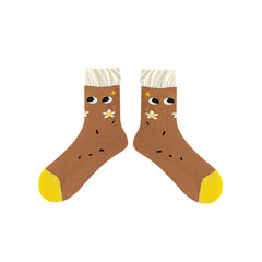 3-Pack Women Cotton Crew Socks Coconut Tree Series Cute Fashionable