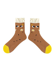 Women Cotton Crew Socks Coconut Tree Series Cute Fashionable