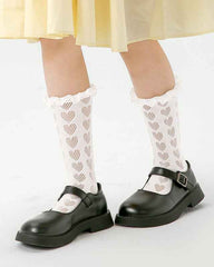 Kids Cotton Crew Socks Hollow Love Crimping Princess Breathable