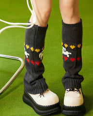 Women Retro Thermal Sock Covers Cozy Wool Knit Warm Cute Leg Warmers