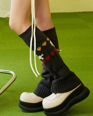 Women Retro Thermal Sock Covers Cozy Wool Knit Warm Cute Leg Warmers
