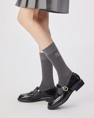 여성용 스위트 리본 자수 크루 컴포트 심리스 양말