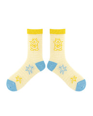 면 크루 여성 양말 얇고 통기성 좋은 귀엽고 다채로운 캐주얼 다용도