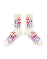 면 크루 여성 양말 얇고 통기성 좋은 귀엽고 다채로운 캐주얼 다용도