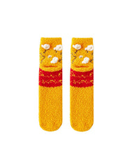 Women Crew Socks Fun Burger Series Funny Fuzzy Thick Warm Soft