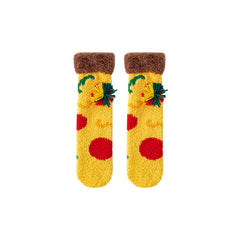Gift Box Set Women Crew Socks Fun Burger Series Fuzzy Thick Warm Soft Socks