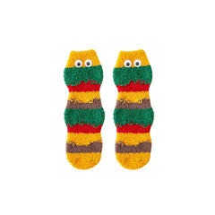 선물 박스 세트 여성 크루 양말 재미있는 버거 시리즈 보송보송하고 두껍고 따뜻하며 부드러운 양말