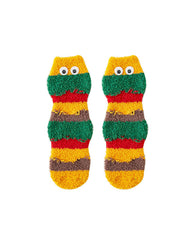Women Crew Socks Fun Burger Series Funny Fuzzy Thick Warm Soft
