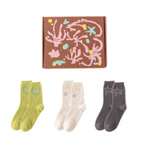 禮盒套裝女款中筒襪子趣味鑽石系列多彩毛絨保暖柔軟襪子