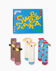 ギフトボックスセット 大人用・子供用 クルーソックス おもしろビッグイヤーシリーズ かわいいふわふわソフト厚手快適ソックス