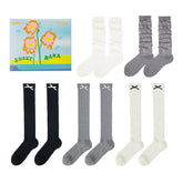 禮盒套裝棉質襪子素色薄款襪子配蝴蝶結舒適無縫襪子