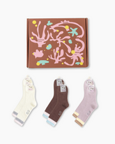 Gift Box Set Women Crew Socks Fuzzy Warm Cozy Cotton Soft Cute Animal Embroidery