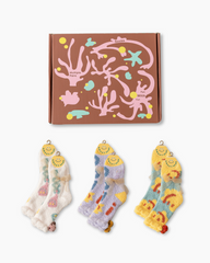 Gift Box Set Women Crew Socks Smiley Face Cozy Thick Soft Fuzzy Non Slip Socks