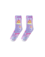 Women Crew Socks Graffiti Series Fuzzy Thick Warm Soft Non Slip