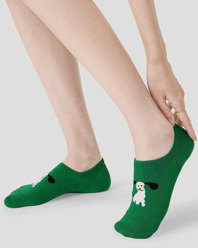 5-Pack Happy Party Series Women No Show Socks Cotton Seamless Non Slip