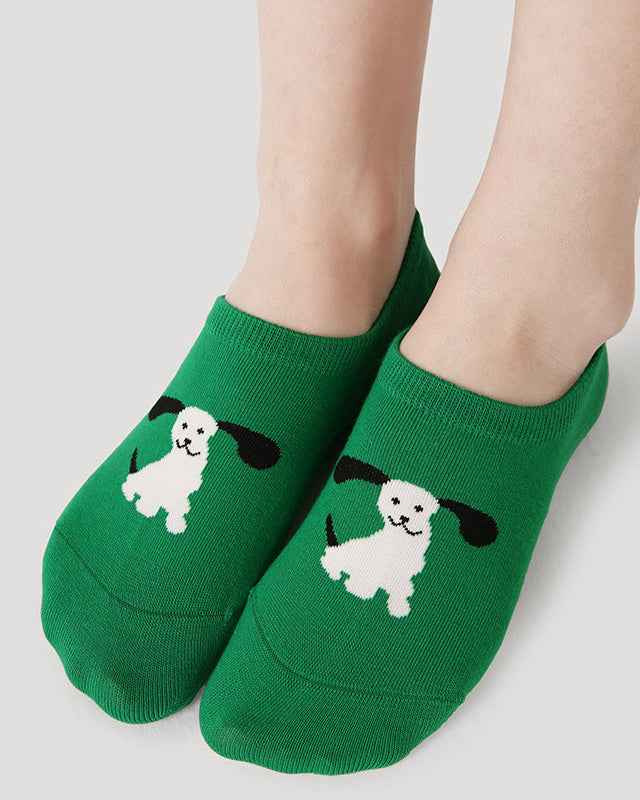 5-Pack Happy Party Series Women No Show Socks Cotton Seamless Non Slip