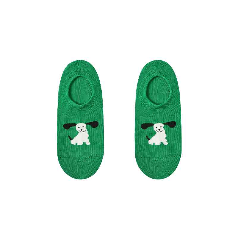 5-Pack Happy Party Series Women No Show Socks Cotton Seamless Non Slip