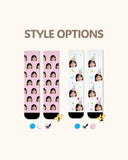 キッズカスタムポートレートフェイスクルーソックス パーソナライズドフォトソックス 友達へのギフト ブラックトゥ