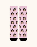 キッズカスタムポートレートフェイスクルーソックス パーソナライズドフォトソックス 友達へのギフト ブラックトゥ