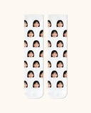 キッズカスタムポートレートフェイスクルーソックス パーソナライズドフォトソックス 友達へのギフト ホワイトトゥ