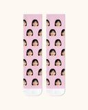 キッズカスタムポートレートフェイスクルーソックス パーソナライズドフォトソックス 友達へのギフト ホワイトトゥ