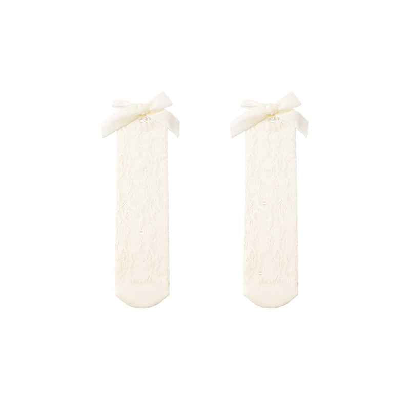 Kids Cotton Crew Socks Lace Bow-Knot Breathable Princess Casual