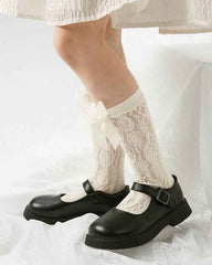 Kids Cotton Crew Socks Lace Bow-Knot Breathable Princess Casual