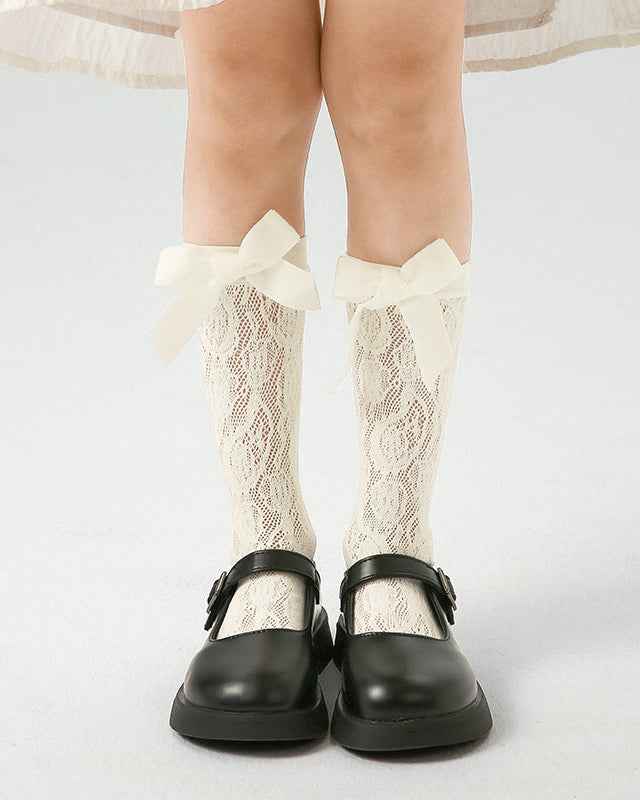 Kids Cotton Crew Socks Lace Bow-Knot Breathable Princess Casual