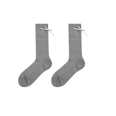 女士抗菌網眼棉質及膝襪字母蝴蝶結