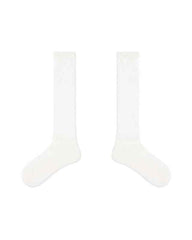 Women Lolita Cotton Knee High Socks Seamless Cutout Stripe Mesh Breathable