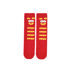 여성용 새해 퍼지 크루 양말 따뜻하고 부드러운 폭신폭신 포근한 마이크로화이버 양말