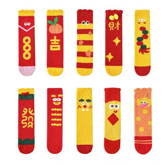 여성용 새해 퍼지 크루 양말 따뜻하고 부드러운 폭신폭신 포근한 마이크로화이버 양말