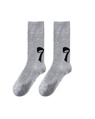 리본 프린트 크루 삭스 발레 스타일 얇은 면 양말