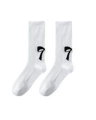 리본 프린트 크루 삭스 발레 스타일 얇은 면 양말