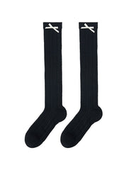 純色蝴蝶結襪子女款及膝薄款透氣襪子