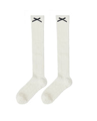 純色蝴蝶結襪子女款及膝薄款透氣襪子