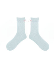 女性用 薄手で通気性のあるクルーコットンソックス リボン付き快適ソックス