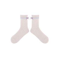 女款薄款透氣中筒棉襪蝴蝶結舒適襪子