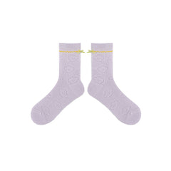 女款薄款透氣中筒棉襪蝴蝶結舒適襪子