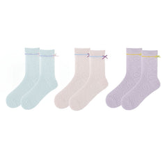 女款薄款透氣中筒棉襪蝴蝶結舒適襪子