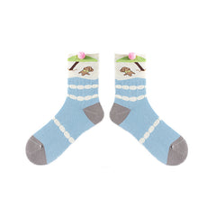 3-Pack Women Cotton Crew Socks Picnic-Chic Cute Casual