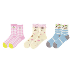 3-Pack Women Cotton Crew Socks Picnic-Chic Cute Casual