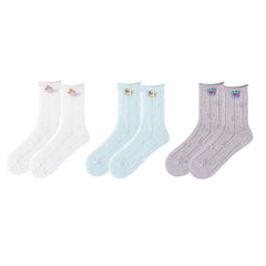 3팩 스위트 드림 시리즈 코튼 크루 삭스 디자인 패션 캐주얼 크루 삭스