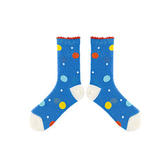 3-팩 트래픽 라이트 시리즈 여성용 면 양말 통기성 크루 양말