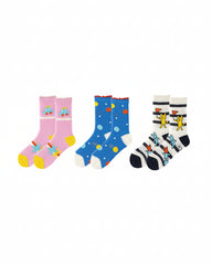 3-Pack Traffic Light Series Women Cotton Socks Breathable Crew Socks